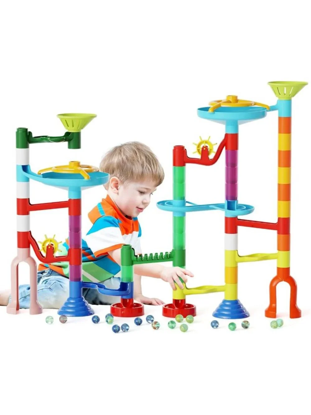 STEM Marble Run Toy Set - 110pcs Educational Maze Kit for Kids, Building Blocks